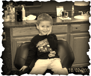 CARTER HAVING FUN AT THE BARBERSHOP